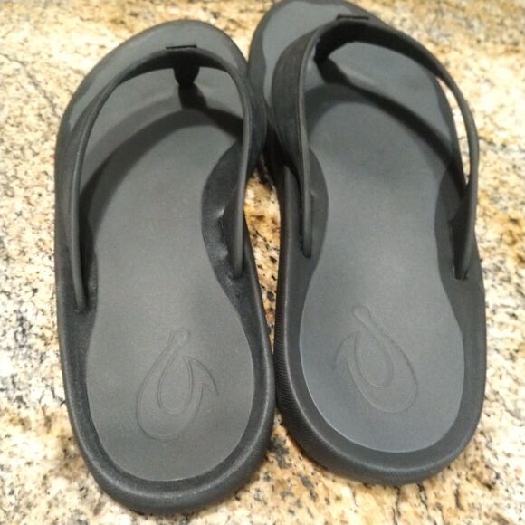 Olukai Koko'o Men's Flip Flop Sandal Black/Dark Shadow 10493-406C Men's Size 13 - Picture 11 of 12